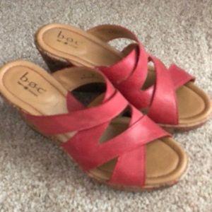 B.O.C. Red leather Wedge sandals